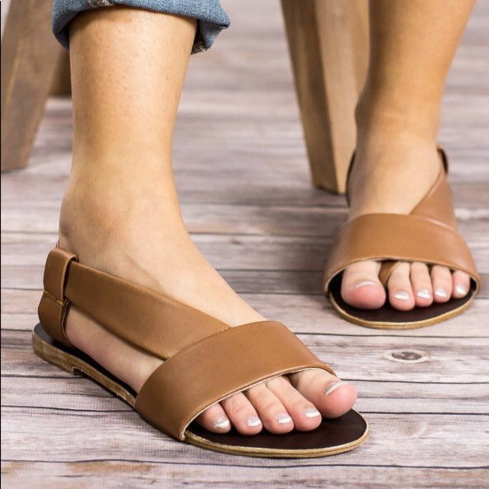 Free People Under Wraps Leather Brown Sandals Flat